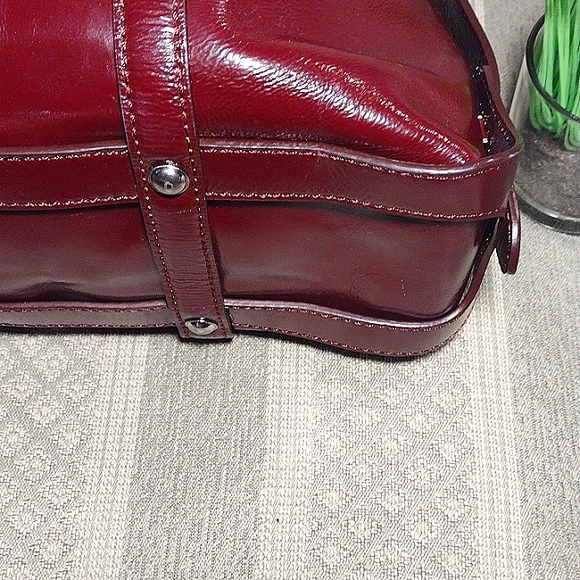 Michael Kors Burgundy Patent Barrel Bag - Picture 10 of 16